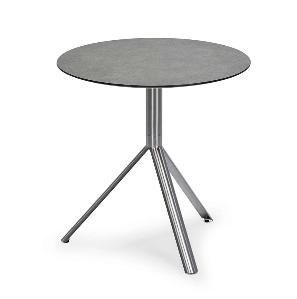 Weishäupl - Trio Bistrotisch rund - HPL steingrau - Gestell Edelstahl - Ø 60 cm - indoor