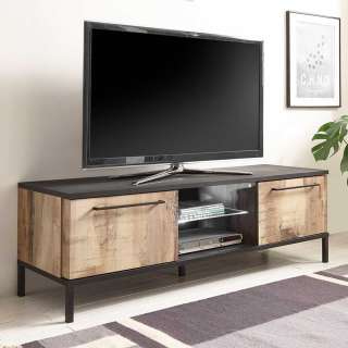 Fernsehlowboard in Holz verwittert und Schwarz Metallgriffen