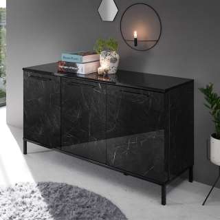Wohnzimmer Kommode schwarz Hochglanz Vierfußgestell aus Metall