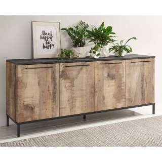 Modernes Esszimmersideboard in Holz verwittert Vierfußgestell aus Metall