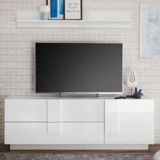 Unterschrank Fernseher in Weiss Hochglanz zwei Schubladen