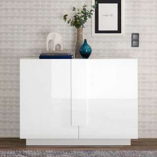 Esszimmersideboard Weiss iin Hochglanz zwei Drehtüren
