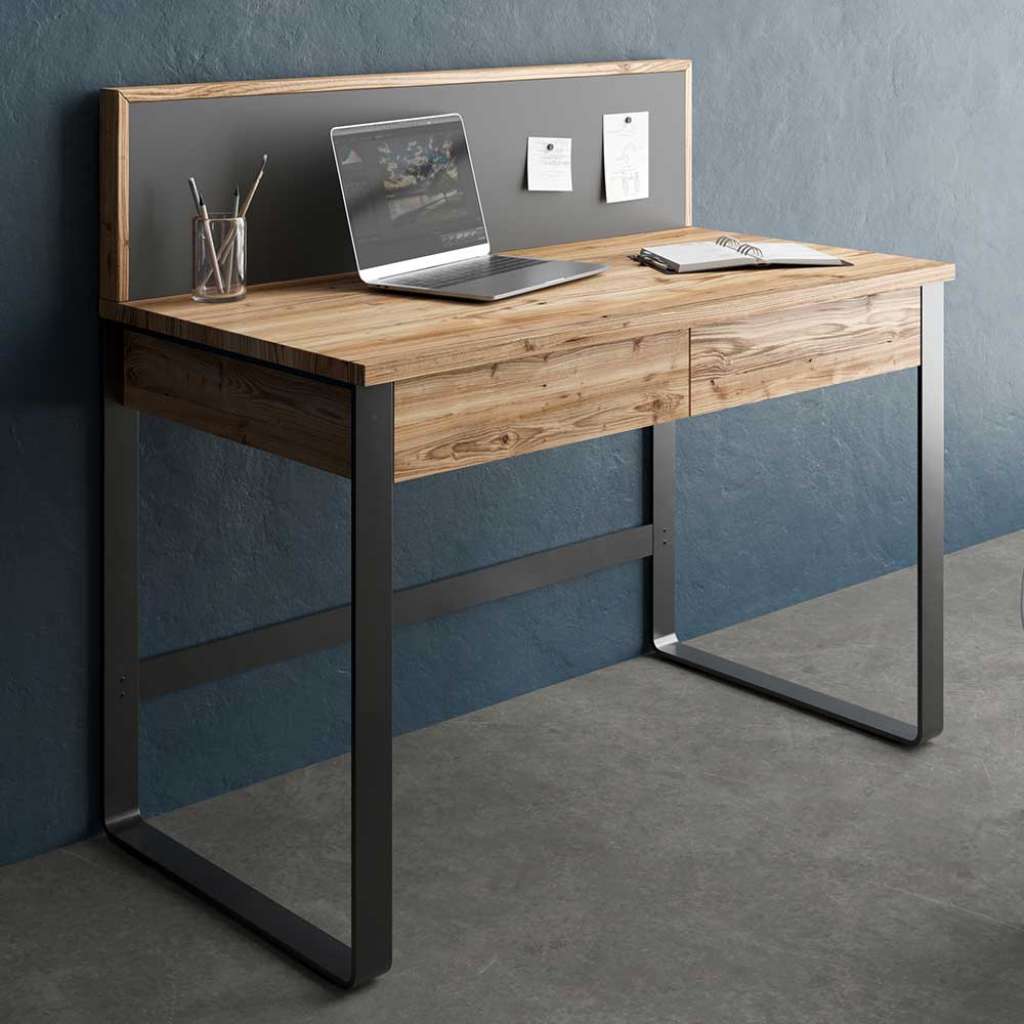 Jugendschreibtisch aus Fichte Massivholz und Metall Industry und Loft Stil