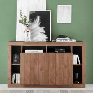 Holzoptik Sideboard in modernem Design Drehtüren und offenen Fächern