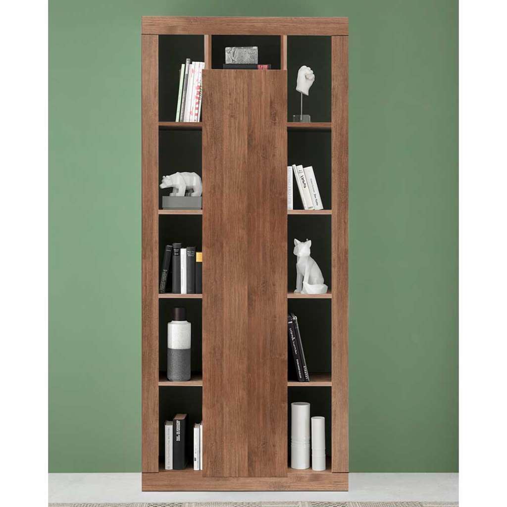 Hochschrank für Bücher in Holzoptik Naturfarben 95 cm breit