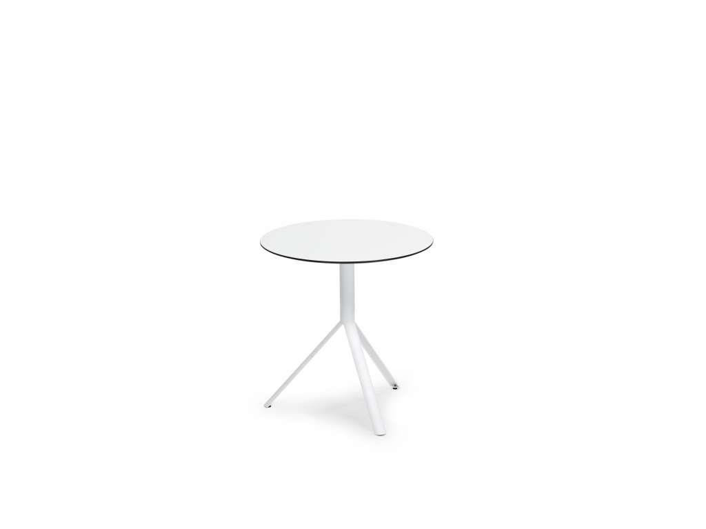 Weishäupl - Trio Bistrotisch rund - HPL weiß - Gestell Edelstahl - Ø 60 cm - indoor