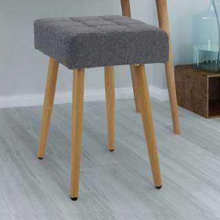 Kleiner Polsterhocker im Skandi Design Anthrazit und Eiche Holzoptik