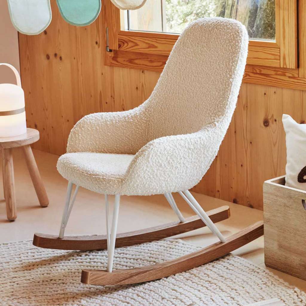 Kinderzimmer Schaukelsessel in Cremefarben 33 cm Sitzhöhe