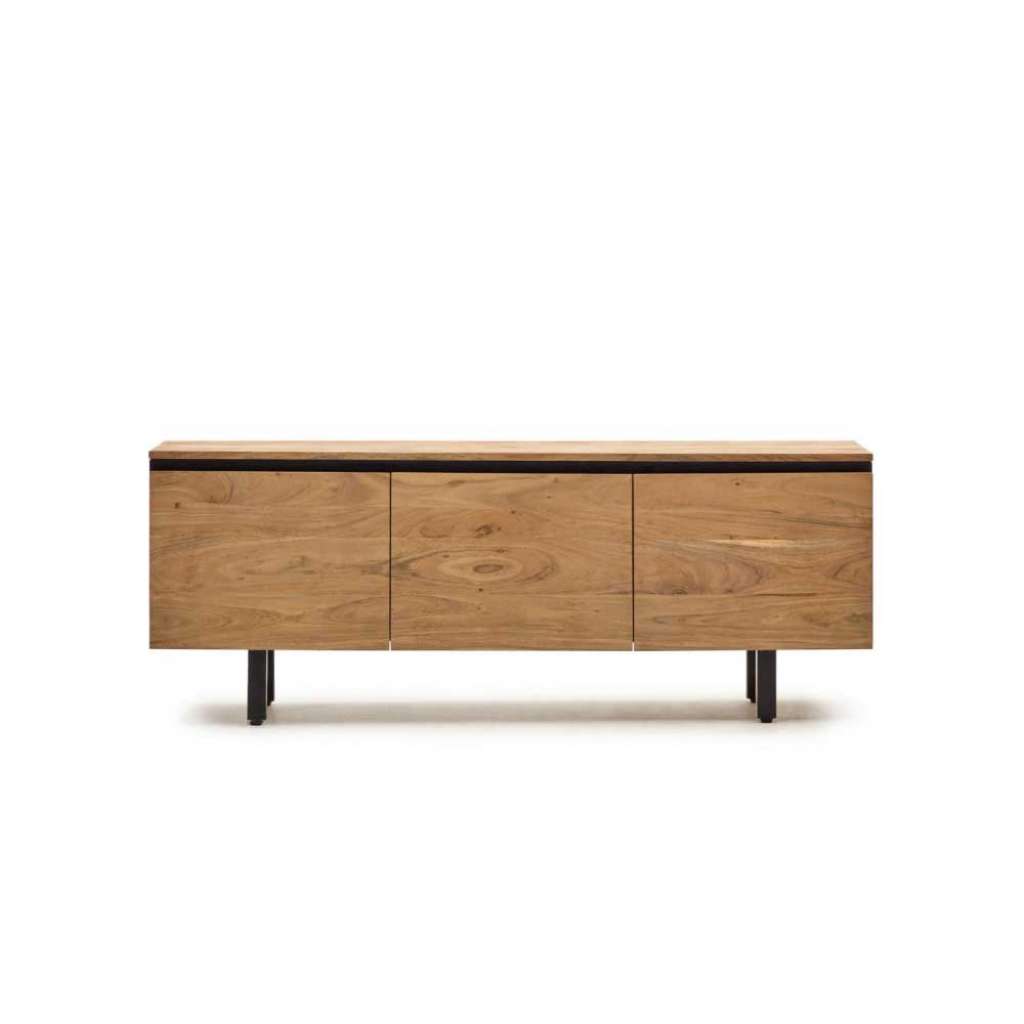 Flachstrecke Wohnzimmer aus Akazie Massivholz und Stahl 150 cm breit