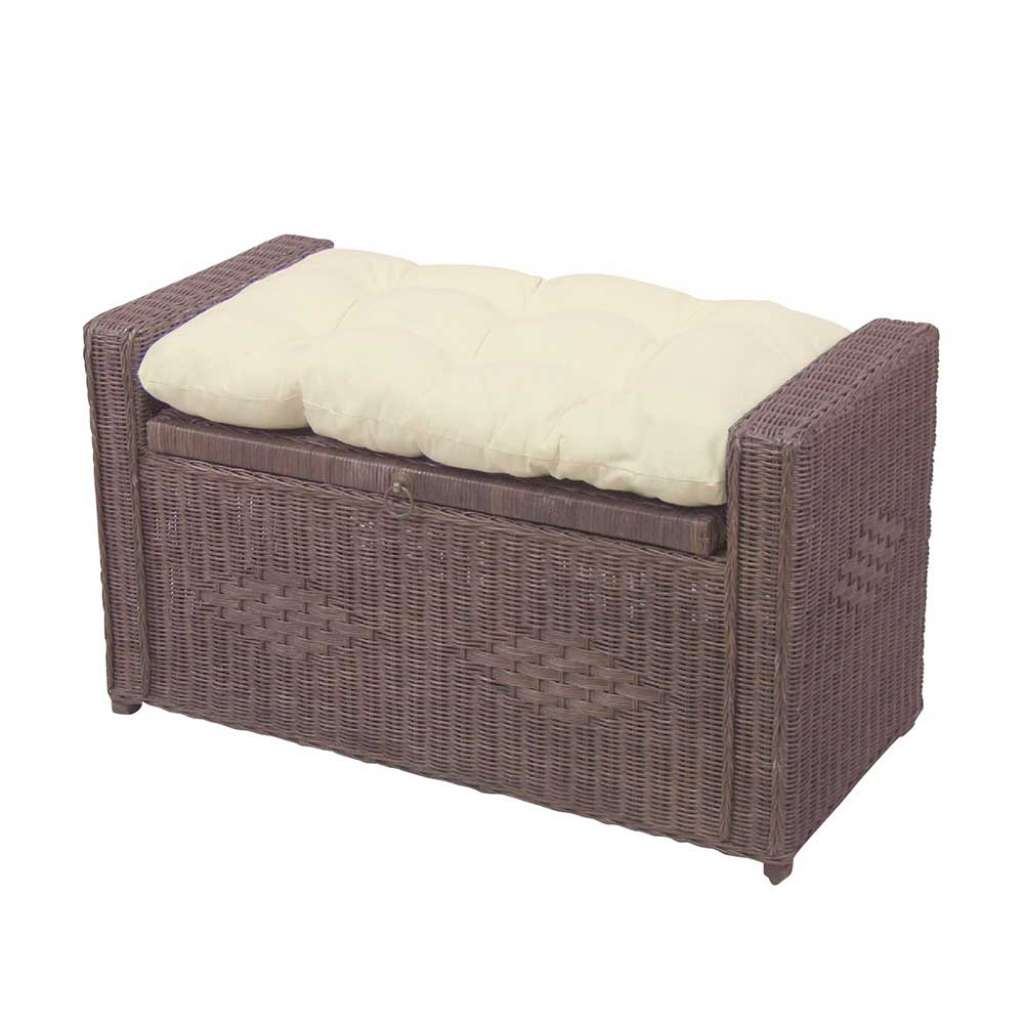 Sitztruhe Rattangeflecht in Braun Landhausstil