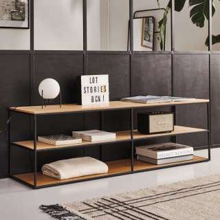 Wohnzimmer TV Regal in Eichefarben & Schwarz 160 cm breit