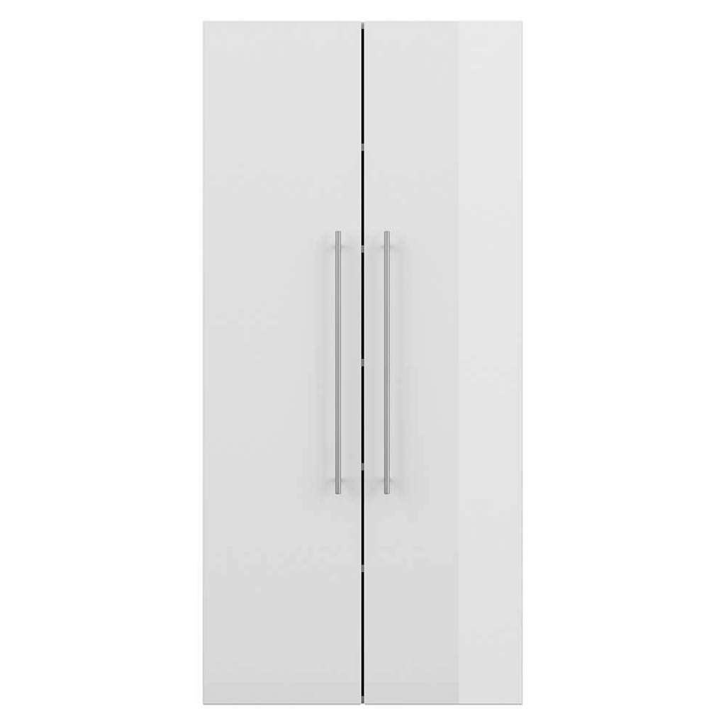 Hochglanz Bad Hochschrank in Weiß zwei Drehtüren