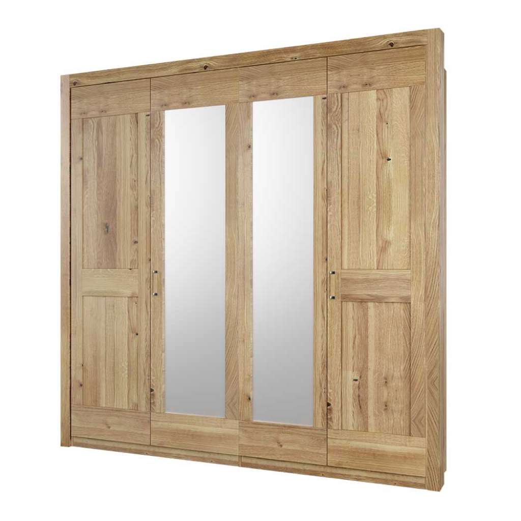 Asteiche teilmassiv Schlafzimmerschrank 221 cm hoch Landhausstil