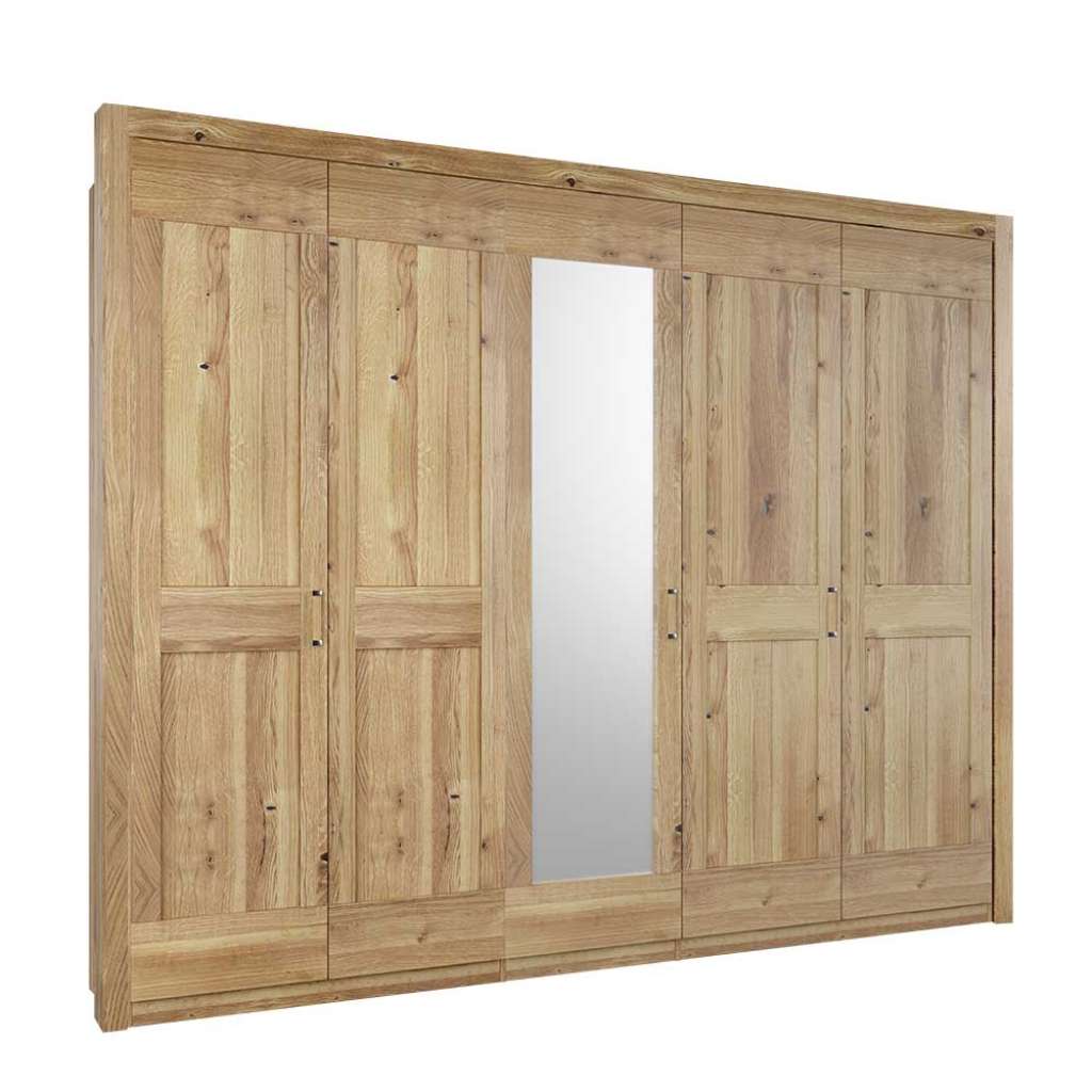 Asteiche teilmassiv Kleiderschrank mit Spiegeltür 221 cm hoch