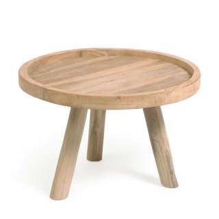 Teak Beistelltisch mit runder Tischplatte Dreifußgestell