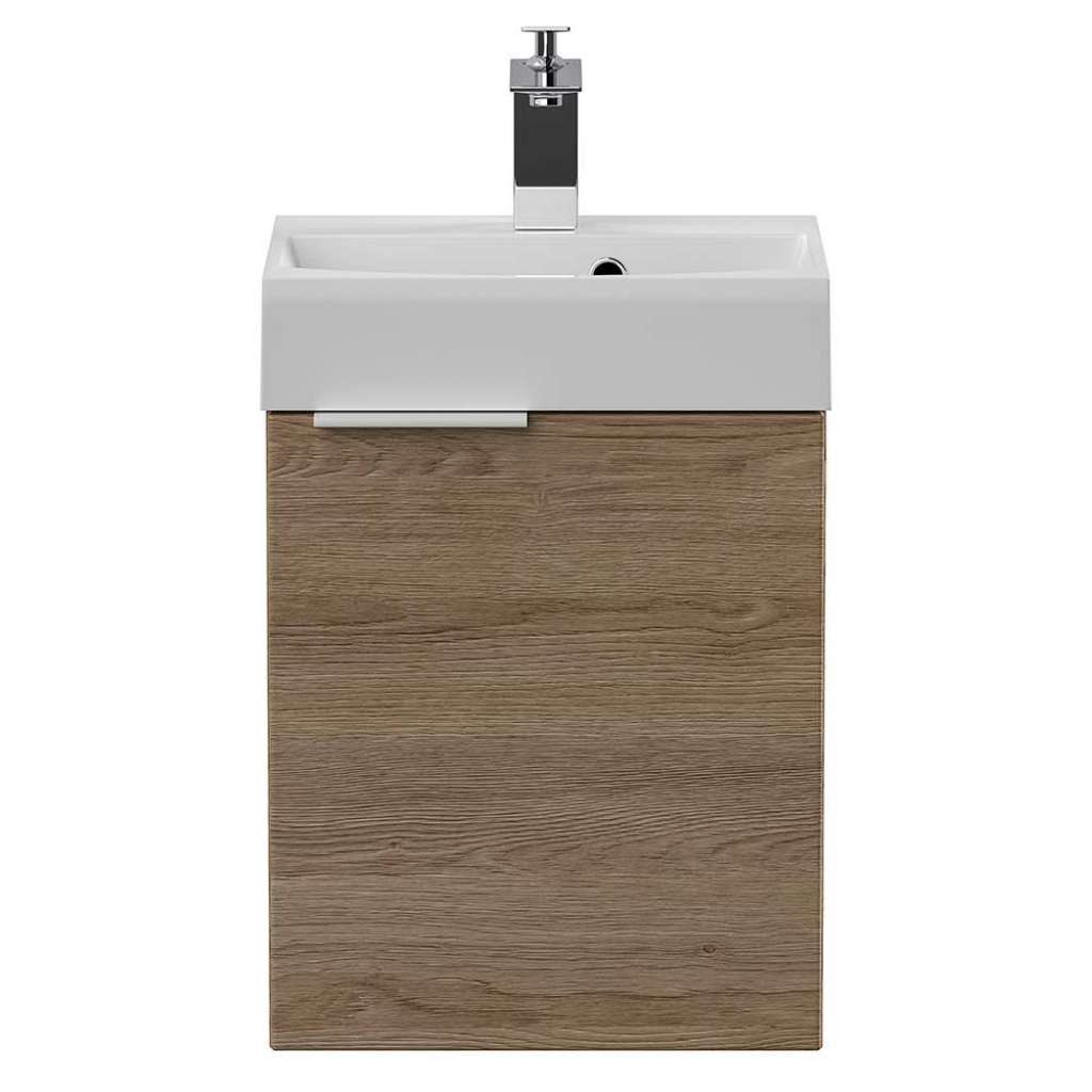 Gäste WC Waschbeckenschrank in Eiche hell einem Einlasswaschbecken