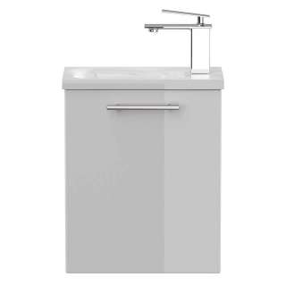 Waschtischkonsole Gäste WC in Weiß einem Einlasswaschbecken