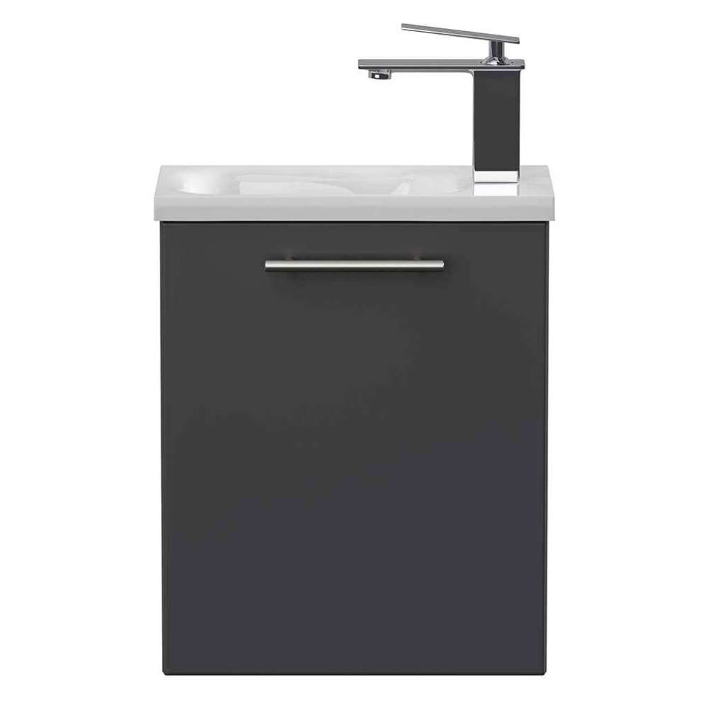Gäste-Waschtisch in Anthrazit einem Einlasswaschbecken