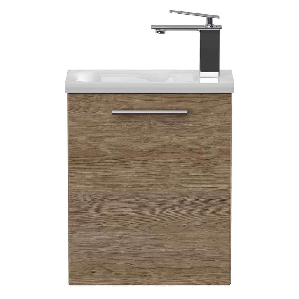 Gäste WC Waschtisch in Eiche hell einem Einlasswaschbecken