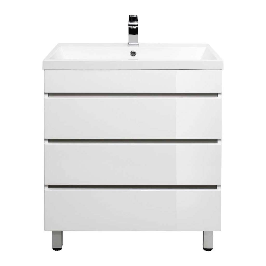 Hochglanz Waschtisch mit drei Schubladen einem Einlasswaschbecken