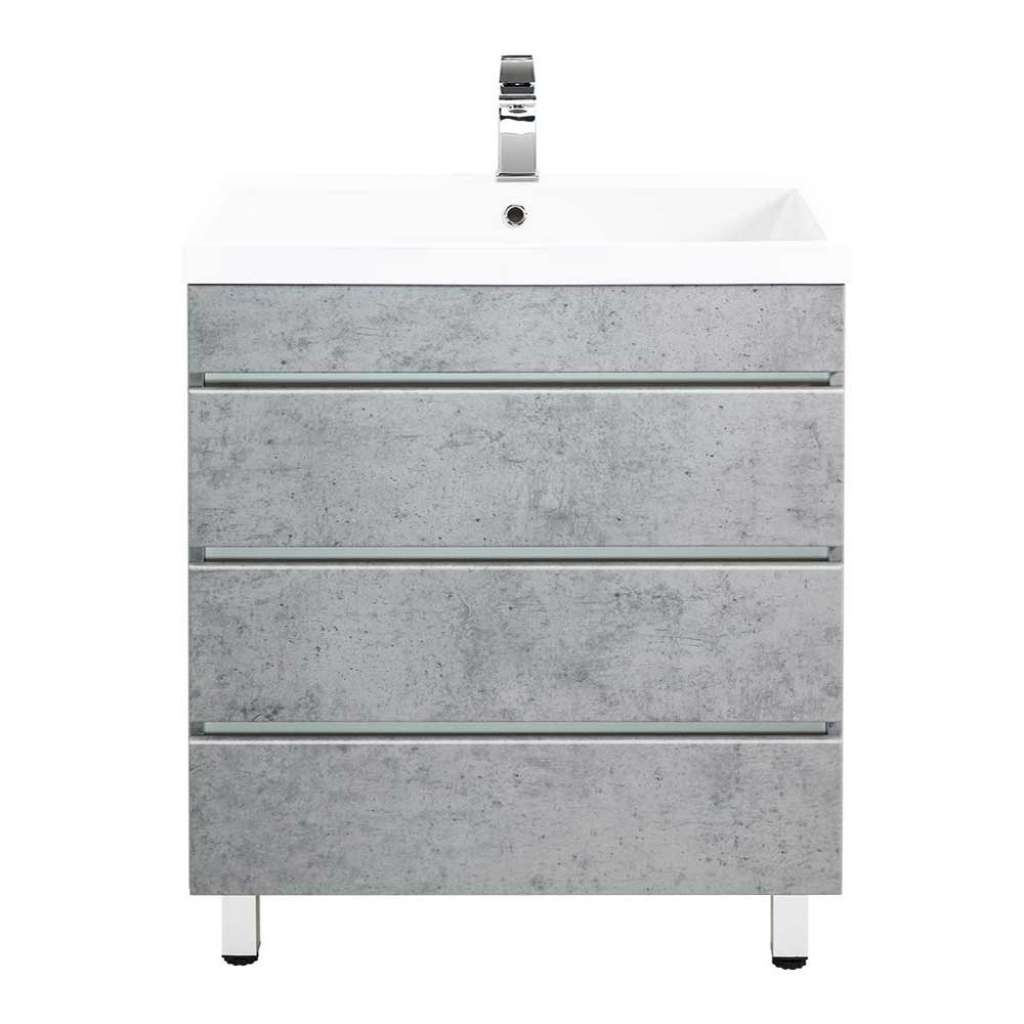 Betonoptik Waschtisch mit einem Einlasswaschbecken Weiß