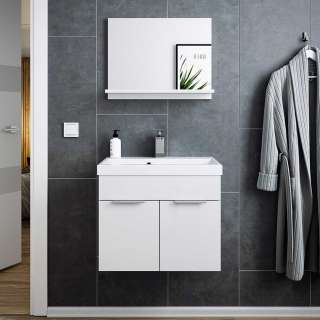 Badmöbel Gäste WC in Weiß Hochglanz inklusive Waschbecken (zweiteilig)