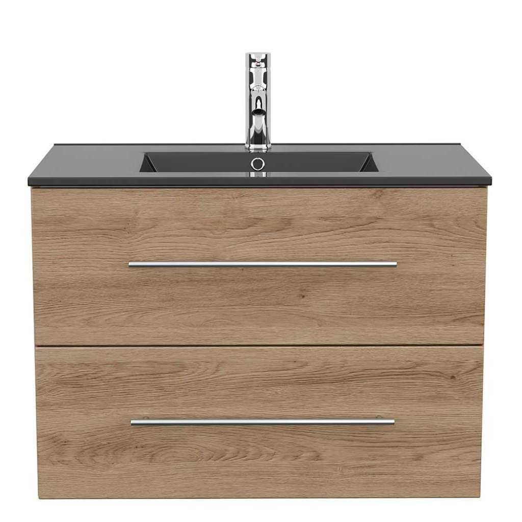 Moderner Waschtisch in Eiche hell einem Einlasswaschbecken