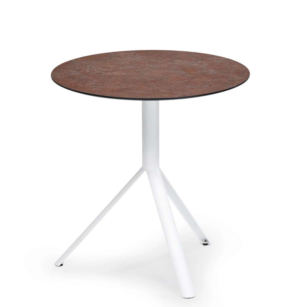 Weishäupl - Trio Bistrotisch rund - HPL corten - Gestell weiß - Ø 70 cm - indoor