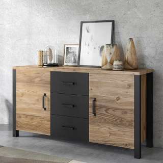 Industriestil Sideboard mit drei Schubladen 147 cm breit