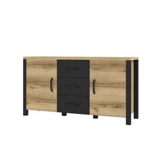 Factory Kommode in Eichefarben und Schwarz 147 cm breit