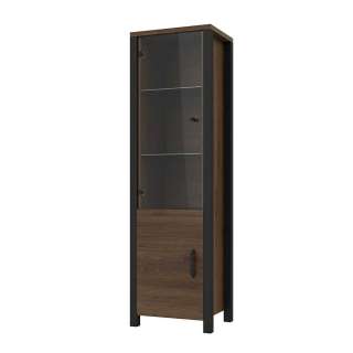 Industrial Vitrine in Walnussfarben und Schwarz optional mit Beleuchtung