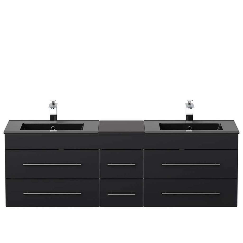 2 Personen Waschtisch in Schwarz sechs Soft Close Schubladen