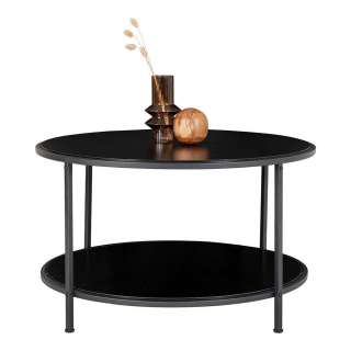 Schwarzer Coffee Table mit runder Tischplatte große Ablage