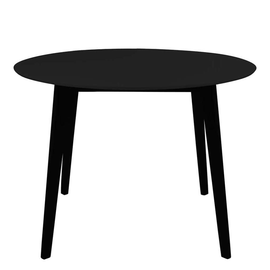 Schwarzer Esszimmer Tisch mit runder Tischplatte 105 cm breit