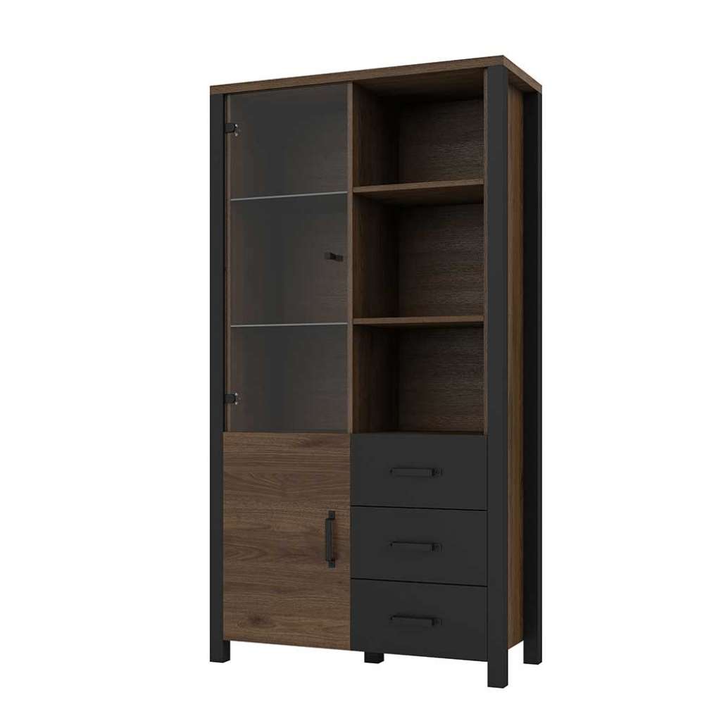 Esszimmervitrinenschrank im Industry und Loft Stil Glastür