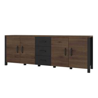 XXL Esszimmer Kommode im Industry und Loft Stil Walnussfarben und Schwarz