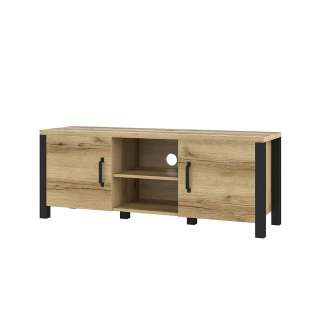 Unterschrank Fernseher im Industry und Loft Stil Eichefarben & Schwarz