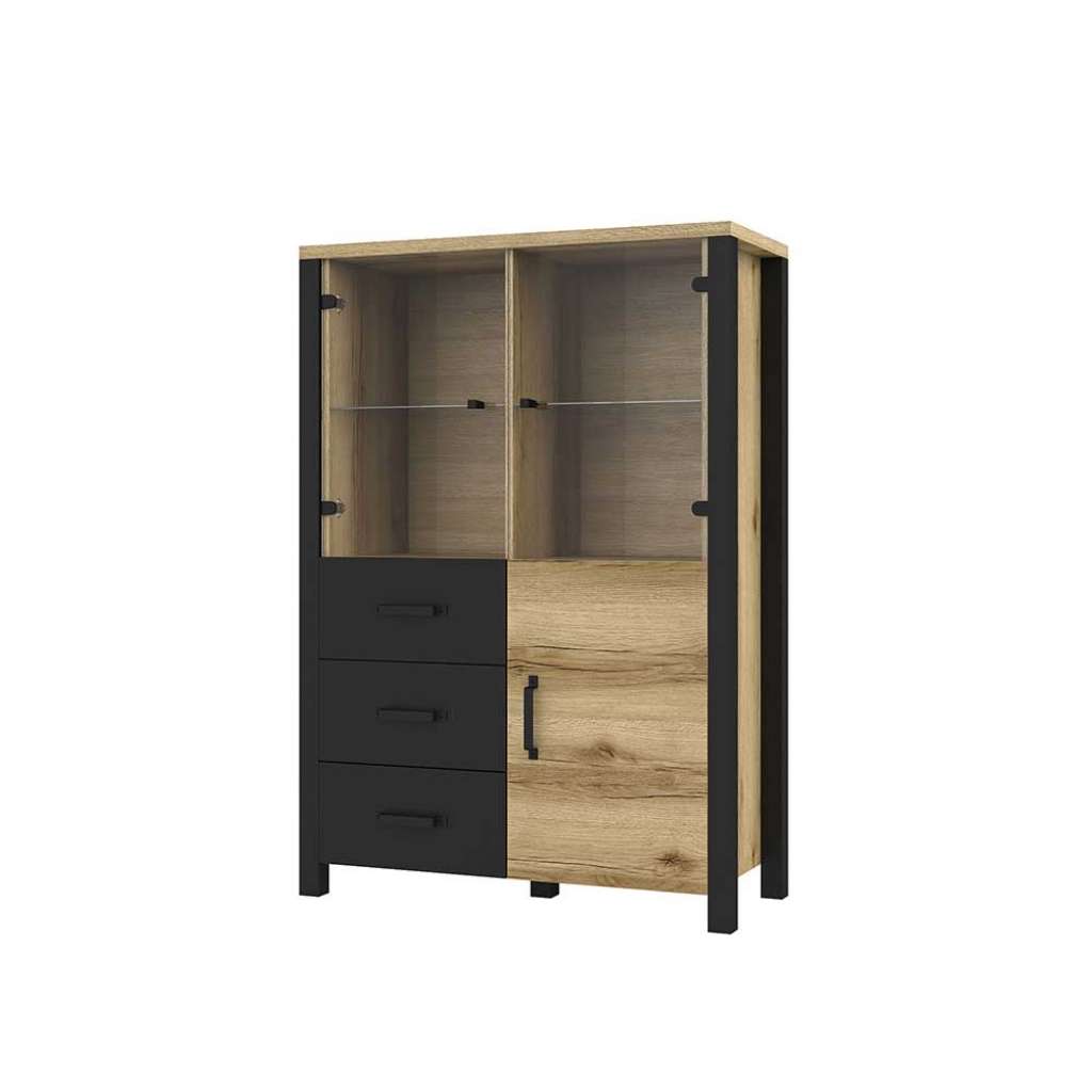 Highbord im Industry und Loft Stil Eichefarben und Schwarz