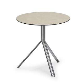 Weishäupl - Trio Bistrotisch rund - HPL beige - Gestell Edelstahl - Ø 70 cm - indoor