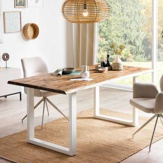 Bügelgestell Tisch mit natürlicher Baumkante Industrie und Loft Stil