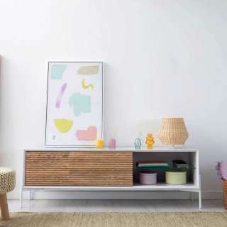 Unterschrank Fernseher im Skandi Design Eschefarben und Weiss