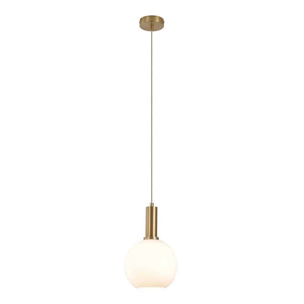 Retrostil Hängeleuchte in Weiß und Messingfarben 20 cm breit