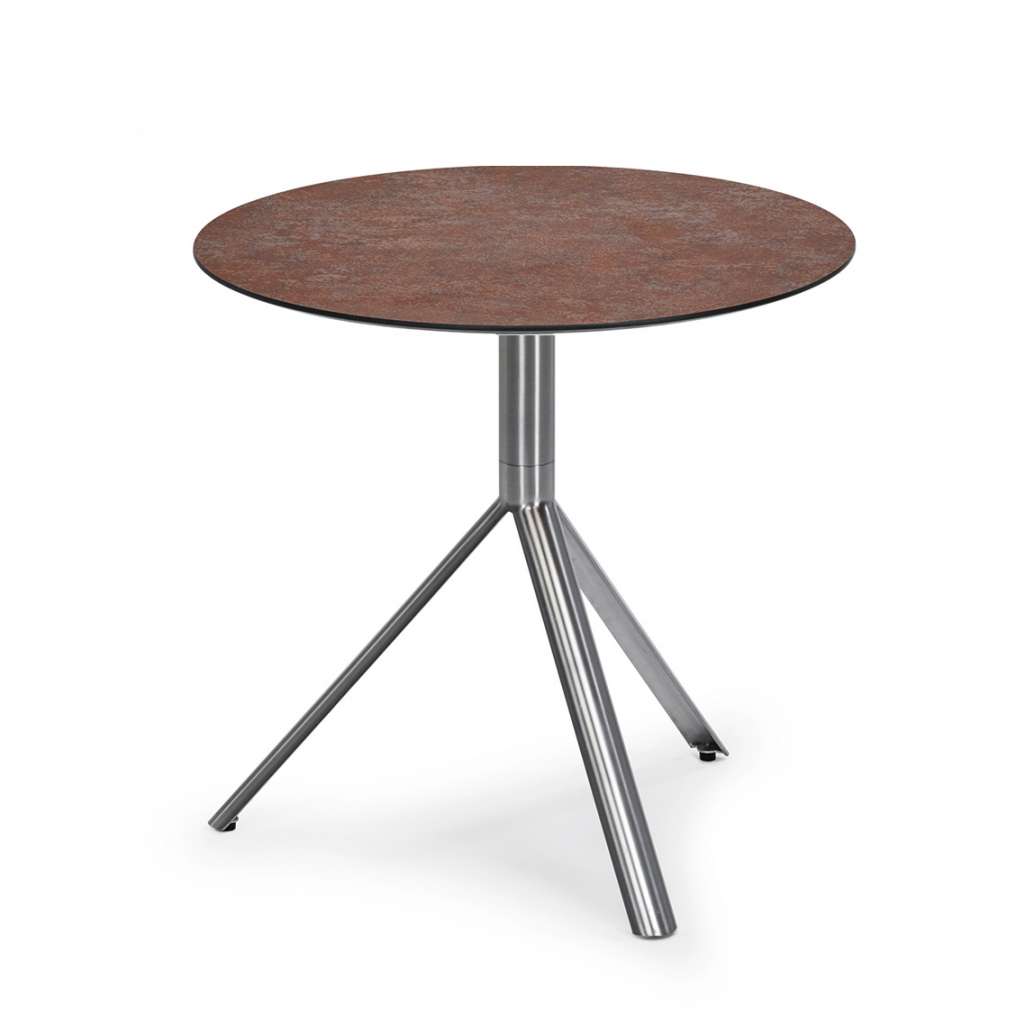 Weishäupl - Trio Bistrotisch rund - HPL corten - Gestell Edelstahl - Ø 70 cm - indoor