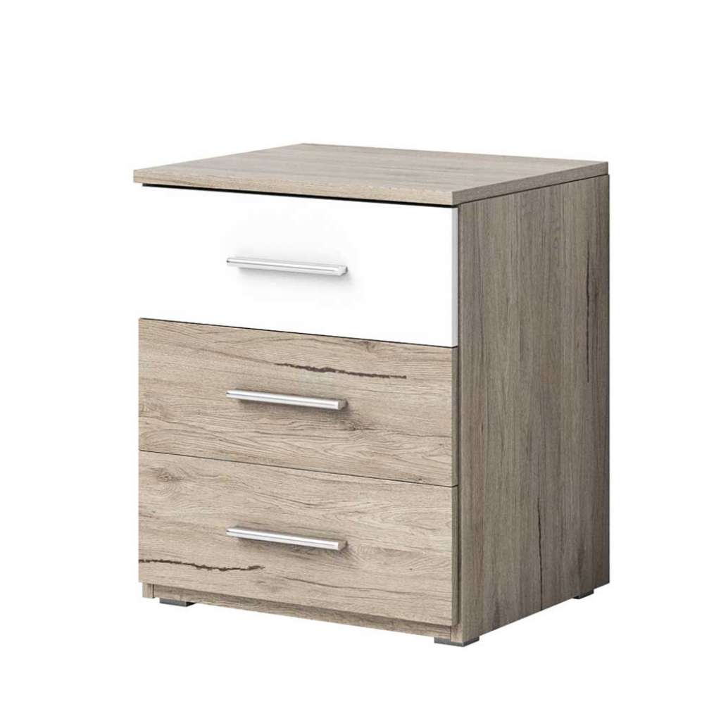 Nachttischschränkchen in Eiche San Remo & Weiss 55 cm hoch