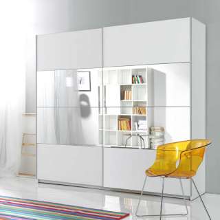 Kleiderschrank Jugendzimmer in Weiß mit Spiegel 200 cm breit