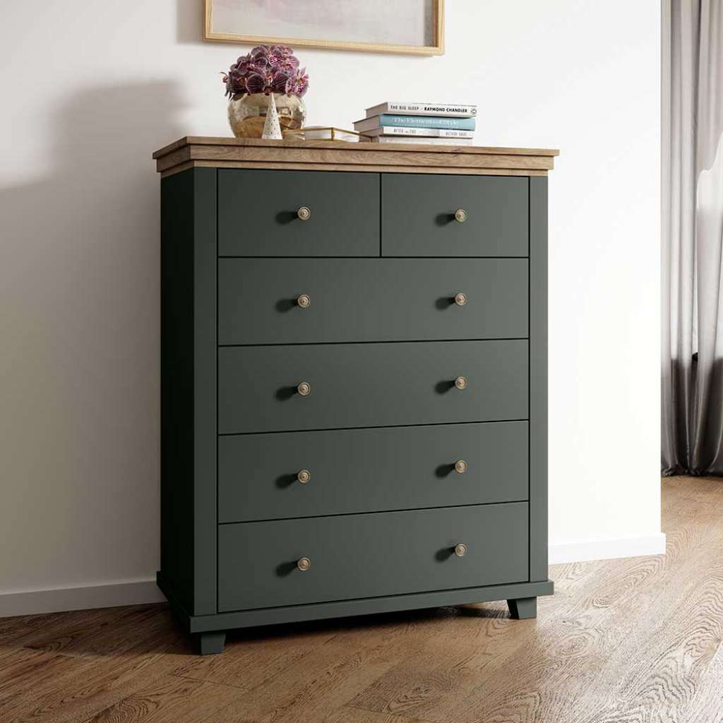 Schubkastenkommode im Landhausstil 113 cm hoch - 90 cm breit