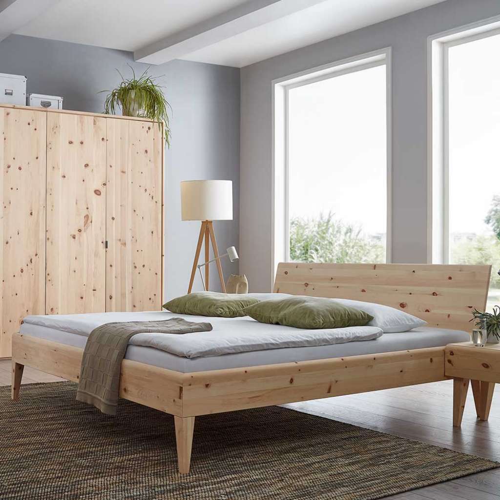 Zirbenbett unbehandelt aus Massivholz 42 cm Einstiegshöhe