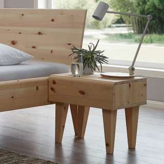 Zirbenholz Nachttisch mit einer Schublade 43 cm hoch 45 cm breit