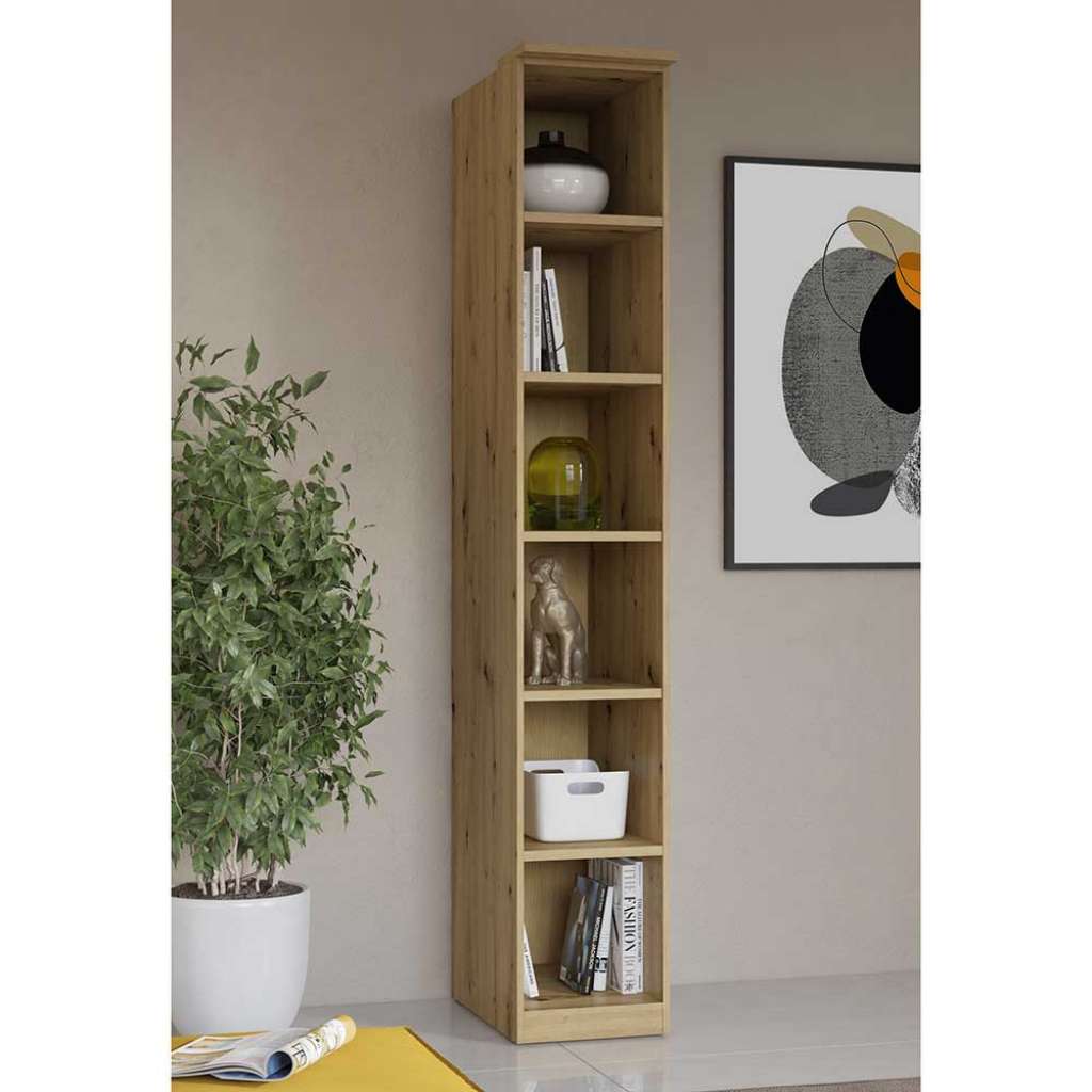 Hohes Buecherregal nur 35 cm breit Wildeiche Holzoptik