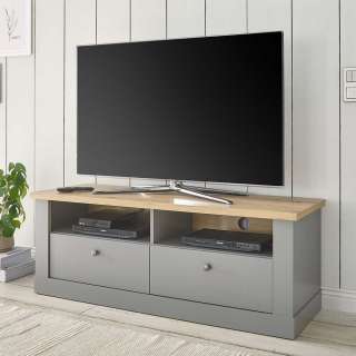Kleines TV Lowboard im Landhausstil zwei Schubladen